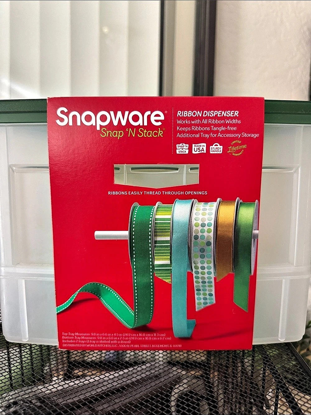 Snapware Snap N Stack Ribbon Dispenser Storage Organizer